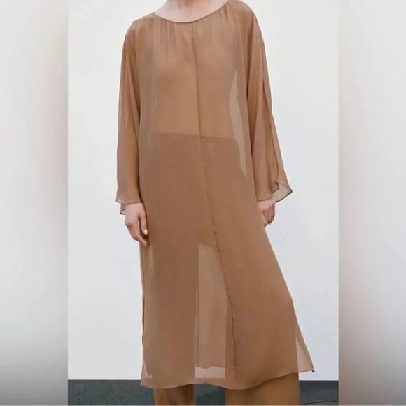 ZARA LONG SILK BOTTOMS PANTS LIMITED EDITION - Picture 3 of 5